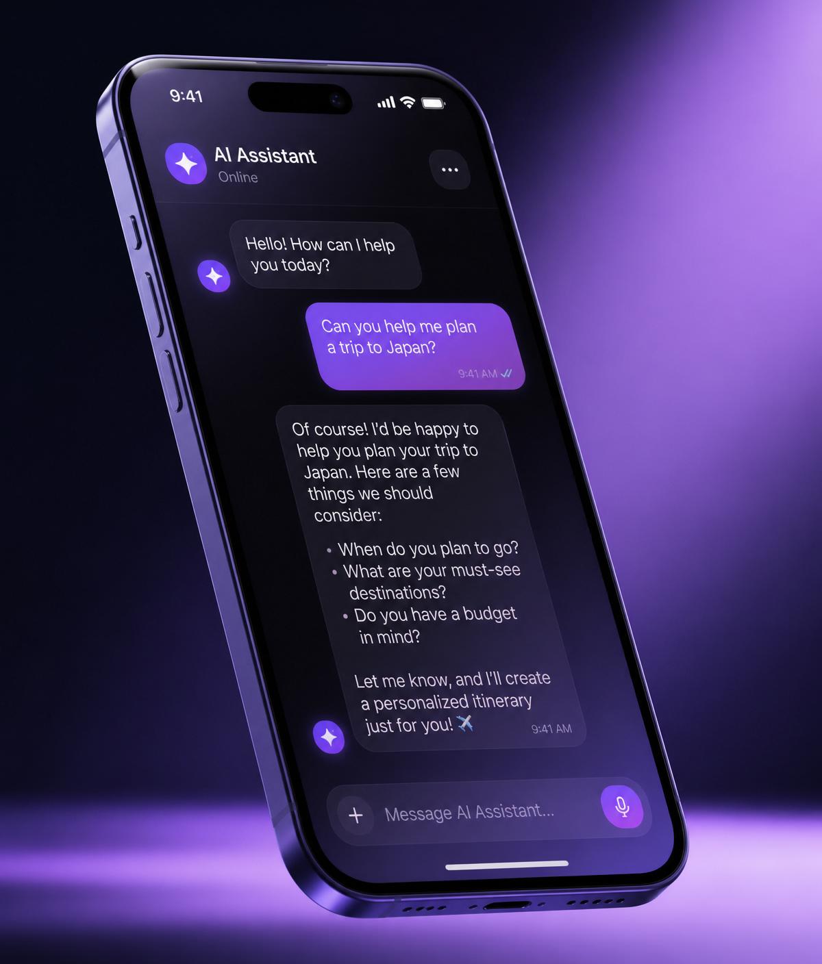 AI-assistent van Creo Design in chat op telefoon